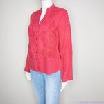 Carole Little 100% linen floral embellishment‎ pink shirt, size M Size M Photo 4
