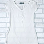 Athleta  White V Neck Short Sleeve Ruched Workout‎ Top Womens XXS Activewear Photo 0