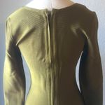 Women's Sage Green Knit Bodycon Dress Size L Long Sleeve V Photo 6