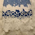 J.O.A. Los Angeles Laser Cut Pencil Skirt White Blue Floral Photo 4