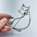 Vintage Cat Pin Brooch Set Silver Ultra Craft & Gold Tone Black Enamel Cats Photo 4