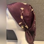 Vintage Japanese 60s 70s Bandana Square Scarf Purple Beige Floral Neckerchief Photo 2