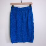 Diane Gilman 100% Linen Button Front Skirt Tropical Print Blue Women's Medium Photo 5