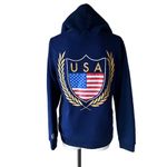 NWT USA FLAG SWEATSHIRT HOODIE MEDIUM NAVY Blue Photo 3