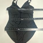 One Piece Black Swimsuit Padded Bra Ruched Waistline Size Large Black Photo 4