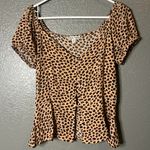 Moral Fiber Leopard Print Button-Front Top, Size Medium Photo 0