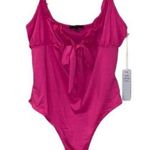 Iris basic Bodysuit pink barbiecore large‎ stretch ruffled adjustable straps NEW Photo 0