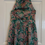 VICI Halter Dress Paisley Print Sleeveless Casual Mini Dress Green Large Photo 0