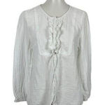 Poetry  White Cotton Long Sleeve Ruffle Front Textured Boho Blouse UK 16 US L Photo 0
