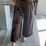 Love Riche Women's Velvet Wide-Leg Jumpsuit Medium Chocolate Brown Photo 0