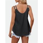 Zanzea  Tank Top for Women Strap Eyelet V Neck Casual Black Size Medium Photo 2