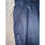 Talbots  Navy 100% linen Cropped Pull On Trousers Crochet Hem 20W #758 Photo 4