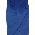 Navy Blue Asymmetrical Midi Pencil Skirt Photo 0