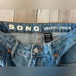 SONG Graffiti High Rise Denim Jogger Pants Women Size 9/29 Blue Jeans Photo 5