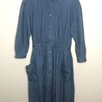 Eddie Bauer VINTAGE blue denim long button dress Photo 2