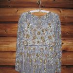 Mac Duggal  5533 Platinum Embellished High Neck Long Sleeve A Line Gown Dress Photo 7