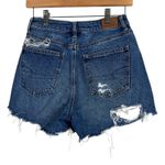 American Eagle  Medium Wash Distressed Highest Rise Mom Shorts Photo 2