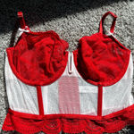 Auden Red and White Lace Bra Size M Photo 0