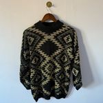Vintage 1980s metallic sweater gladysbagley small gold black modern zigzag aztec Photo 1