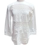 Sandro - White Cotton Tunic W/ Eyelet Design & Contrast Stitching Size S (1) Photo 5