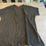 Catherine Malandrino Catherines Womens Black Knit Cardigan Open Front Short Sleeve Gray Top Size M Photo 2