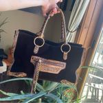 Y2K Vintage Juicy XOXO Brown Velvet Embellished Structured Zip Top Tote Bag Gold Photo 1