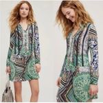 Anthropologie TINY Small Caviana Shirt Dress Green Boho Mixed Print Drop Waist Photo 1