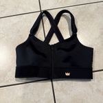 SHEFIT Flex Medium Impact Zip Front Black Sport Bra Adjustable Strap Photo 0