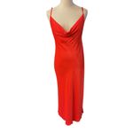 Anthropologie  The Elyse Slip Dress Satin Cowl Neck Maxi Orange Sz LP Satin Party Photo 4