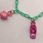 Handmade Retro Pink and Green Plastic Summer Charm Bracelet Photo 2