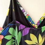 Tank Floral Maxi Pullover Dress V Neck Stretch Loose Fit Fully Lined Sz M L Black Photo 3