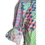 Talbots  Island Patchwork Floral Print Belted Shirt Dress Sz 4 Convertible Sleeve Photo 6