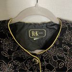Vintage R&K Evening Blazer Jacket Women's Large Black Velvet Floral Glitter Photo 1