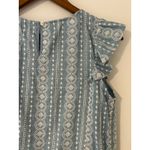 Elliott Lauren M Blue Chambray White Eyelet Ruffle Sleeve Top Sleeveless EUC Size M Photo 6