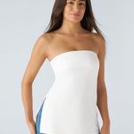 Halara Strapless Tube Top Shirt Side Slit Slim Fit Minimalist White Womens L New Photo 0