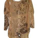 Anthropologie Meadow Rue Tan Blouse women's small regal going out sheer party Photo 0