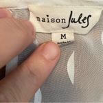 Maison Jules Cream and Gold Patterned Sheer Long Sleeve Blouse Size Medium Photo 1