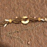 Chico's MIxed Bronze Tone Metal Stones Textured Carved Chain Belt 41" Long Photo 1