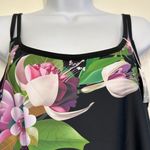 Women's Black Swimsuit Tank Top & Boy Shorts Floral Orchid Size Med NWT #7121 Photo 4