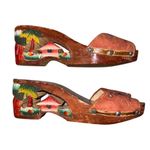 Handmade Vintage Hand Carved Wooden Women's Shoes with Embroidery Size 6 Photo 6