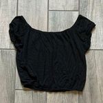 The Hanger Black Ruched Crop Blouse Photo 0
