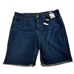 Lee Jean Bermuda Shorts Womens Sz 20 Blue Denim Stretch Raw Hem Mid Rise Casual Photo 2