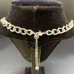 Vintage Women's Silvertone Bib Chain 3 layers Coin & Fringed Necklace SKU 5276 Silver Photo 3