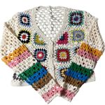 SheIn Crochet Cardigan Womens Multicolor S SunnyBelle Button Long Sleeve V Neck Photo 3