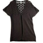 Gap  Large L Cardigan Sweater Y2K 90s Grunge Whimsy Casual Brown Crochet Women's Photo 0