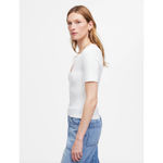 Madewell Pointelle Notch Neck Tee Shirt Cotton White Basics Casual Small NWT Photo 2