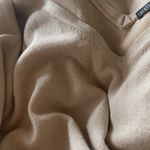 Lafayette 148  New York Cream Gold Thread Double V Neck short Sleeve Sweater Top Photo 3