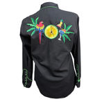 Vintage Scully Women’s Western Shirt Parrot Embroidery Black Green Medium Photo 4