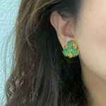 Vintage Peridot & Emerald Austrian Crystal Ornate Gold Photo 1