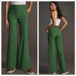 Maeve Naomi Linen Wide Leg Flare Pants Size 6 Green Photo 1